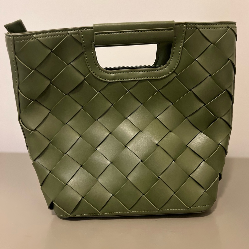 Woven Top Handle Bag - Green - NWT